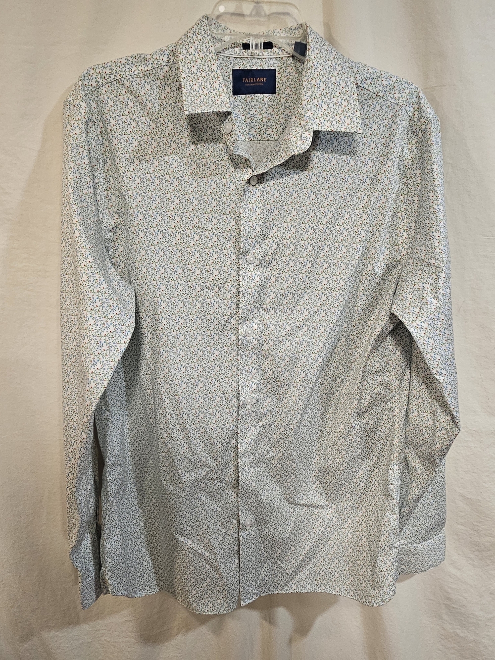 Fairlane Men's Light Blue Micro Floral Long-Sleeve Dress Shirt
